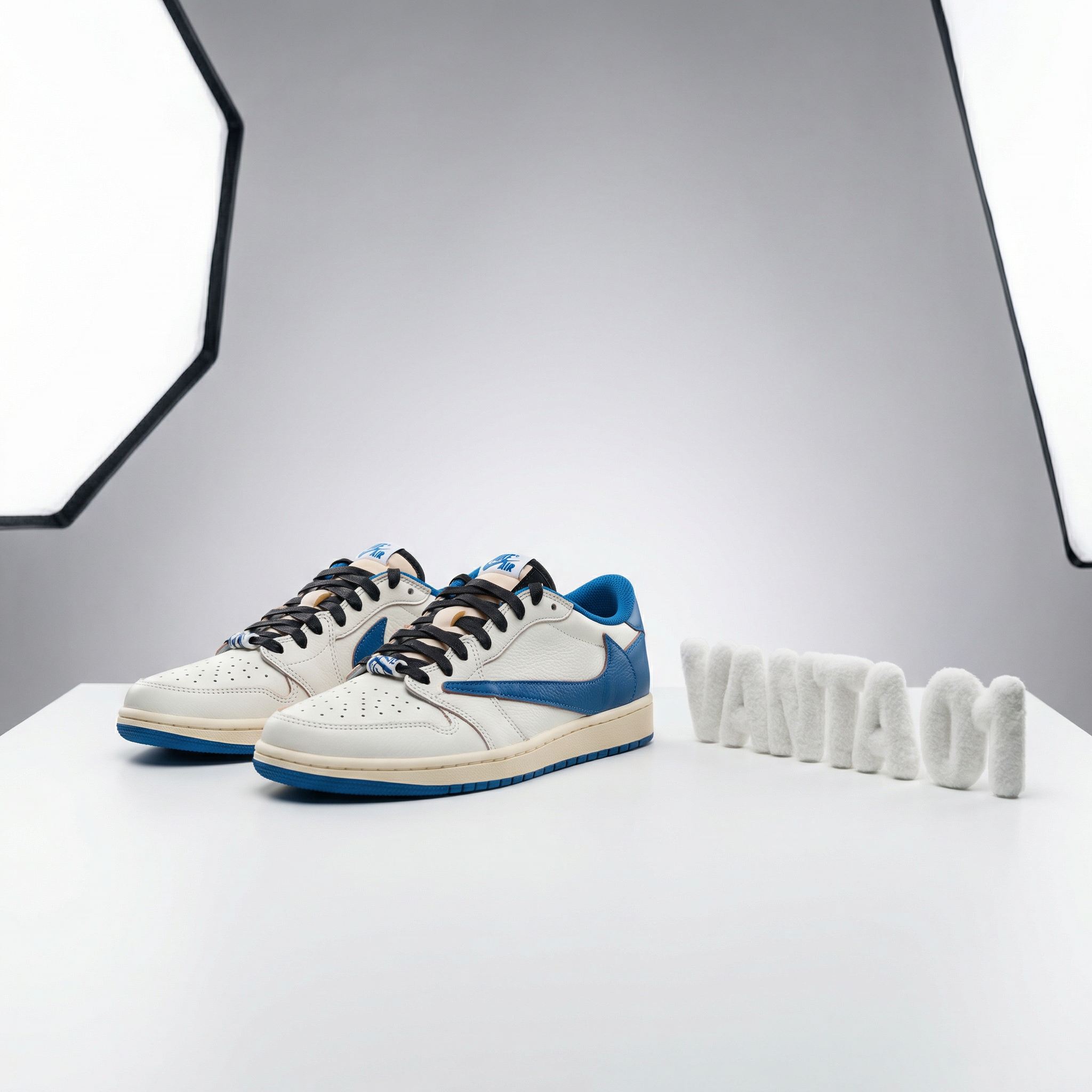 Fragment Design x Travis Scott x Air Jordan 1 Retro Low OG SP 'Sail Military Blue'