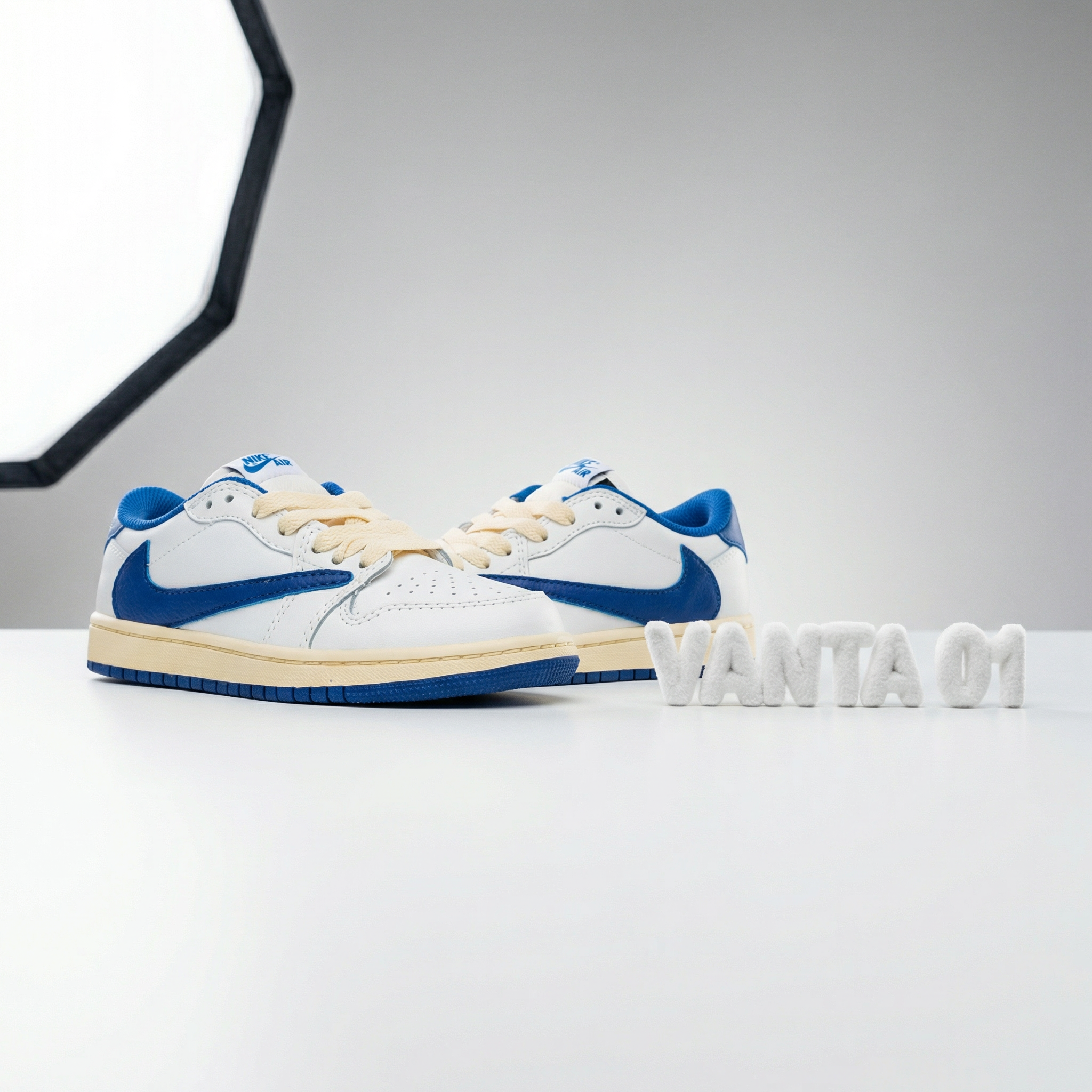 Fragment Design x Travis Scott x Air Jordan 1 Retro Low OG SP TD 'Sail Military Blue' - Image 2